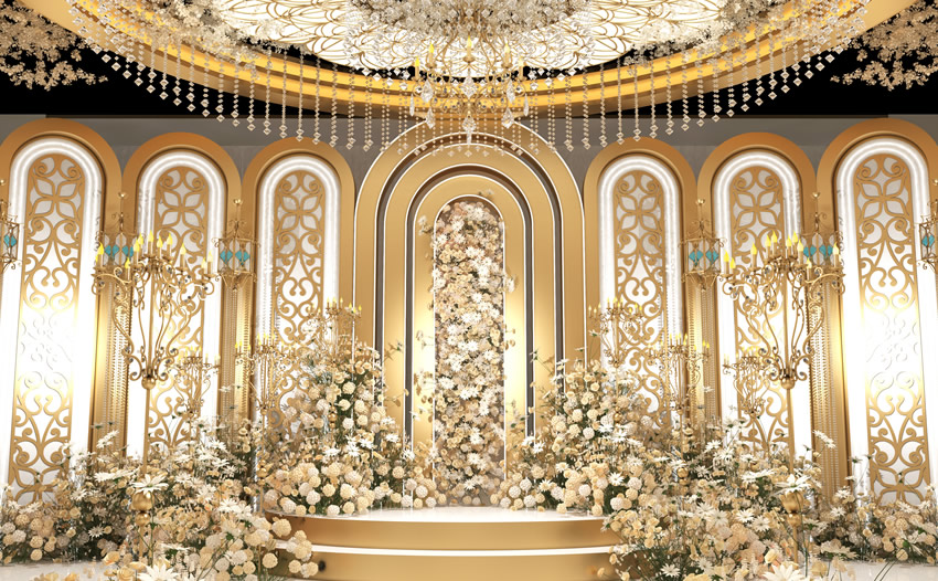 松北香槟色调婚礼堂效果展示